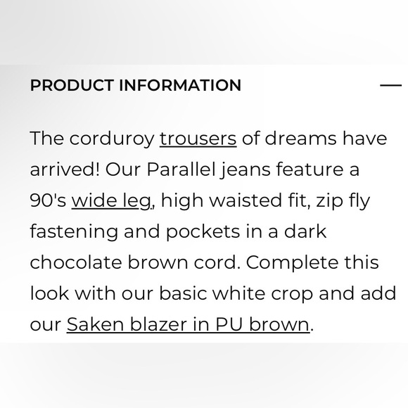 Motel Rocks corduroy trousers 90’s parallel jeans wide leg chocolate brown - Picture 16 of 16